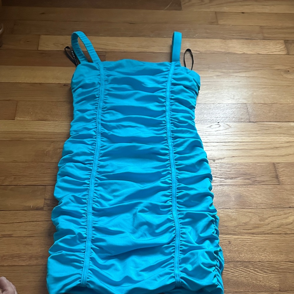 Katie j Vibrant Blue Ruched Dress kids XL